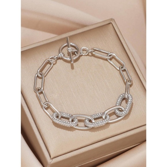 Rhinestone crystal chunky Chain Bracelet gold - Picture 7 of 8